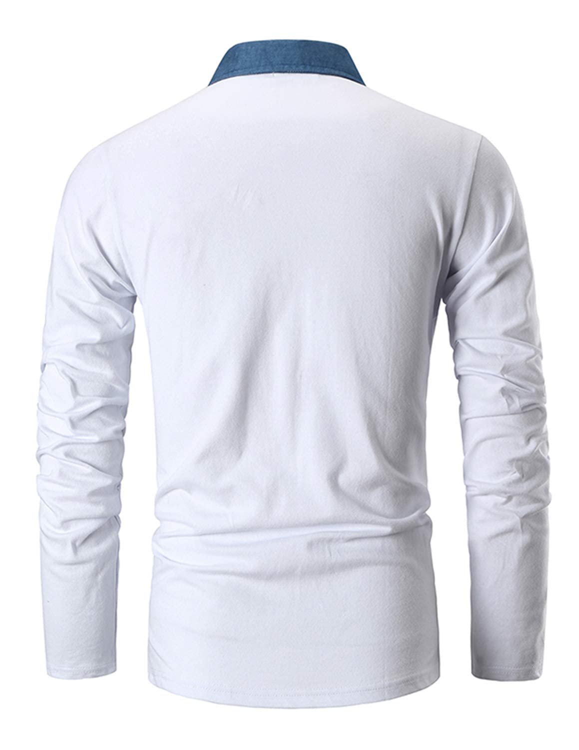 KUNJLELP Polo Camicia Uomo Manica Lunga Maglietta con Colletto in Denim Casuale Cotton Inverno Golf T-Shirt