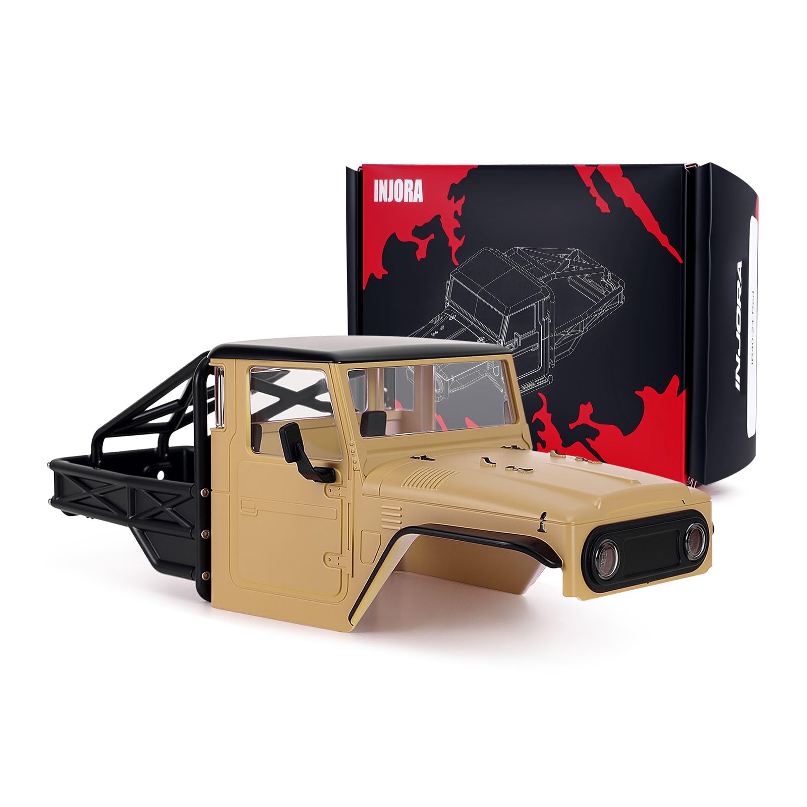 INJORA IR40-24 RC Half Truck Hard Body with Cage per 1/24 SCX24 Upgrade