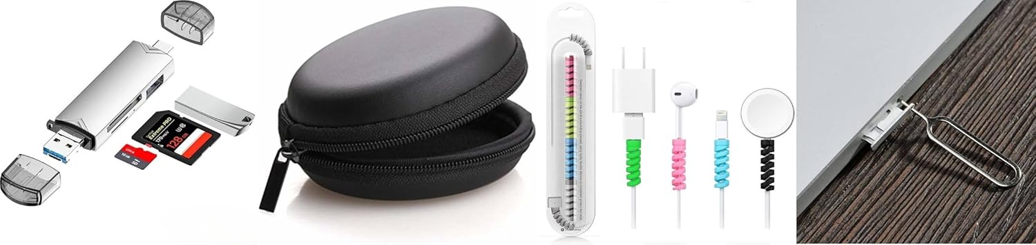 Multipurpose Excellient Speed 6in1 USB C Adapter with OTG Type C SD TF Card Reader 6 in 1 USB 3.0 Micro USB Flash Drive, Card Reader With Earphone Case, Sim try Pin, with Charger Cable Protector Cable