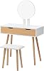 BTM Dresser, Dresser, Dresser Table, Stool Included, Storage, Drawer, Storage, Makeup Stand, Simple, Large Capacity, Stylish, Cute White