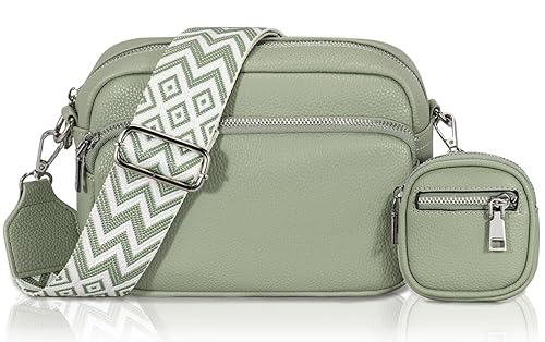 GASSDA Crossbody Bag Damen Kleine Umhängetasche Damen Breiter Gurt PU Leder Handtasche mit Abnehmbarem Schultergurt