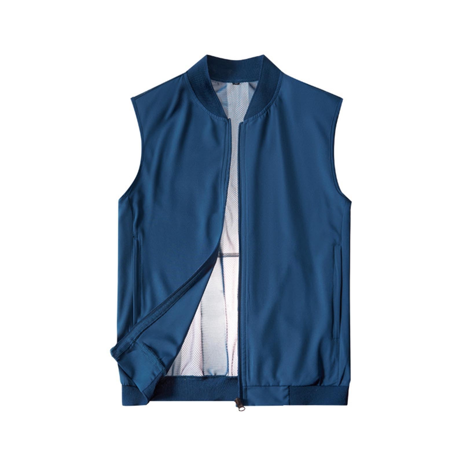 Men's Lightweight Vest Breathable Sleeveless Outdoor Work Cooling Waistcoat Jackets for Travel Hiking Running with Pockets