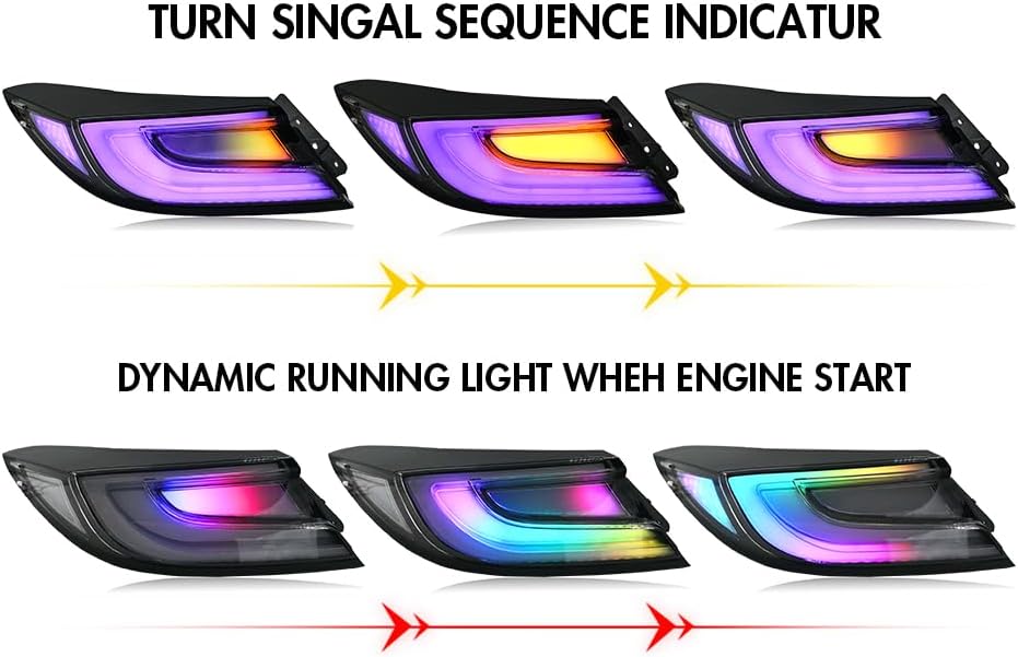 Tail Lights for Toyota GR86/ Subaru BRZ 2nd Gen ZN8/ ZD8 2021-2025 Taillights with Multicolor DRL Sequential Turn Signal Driver & Passenger Side Rear Light (Clear, 1 Pair)