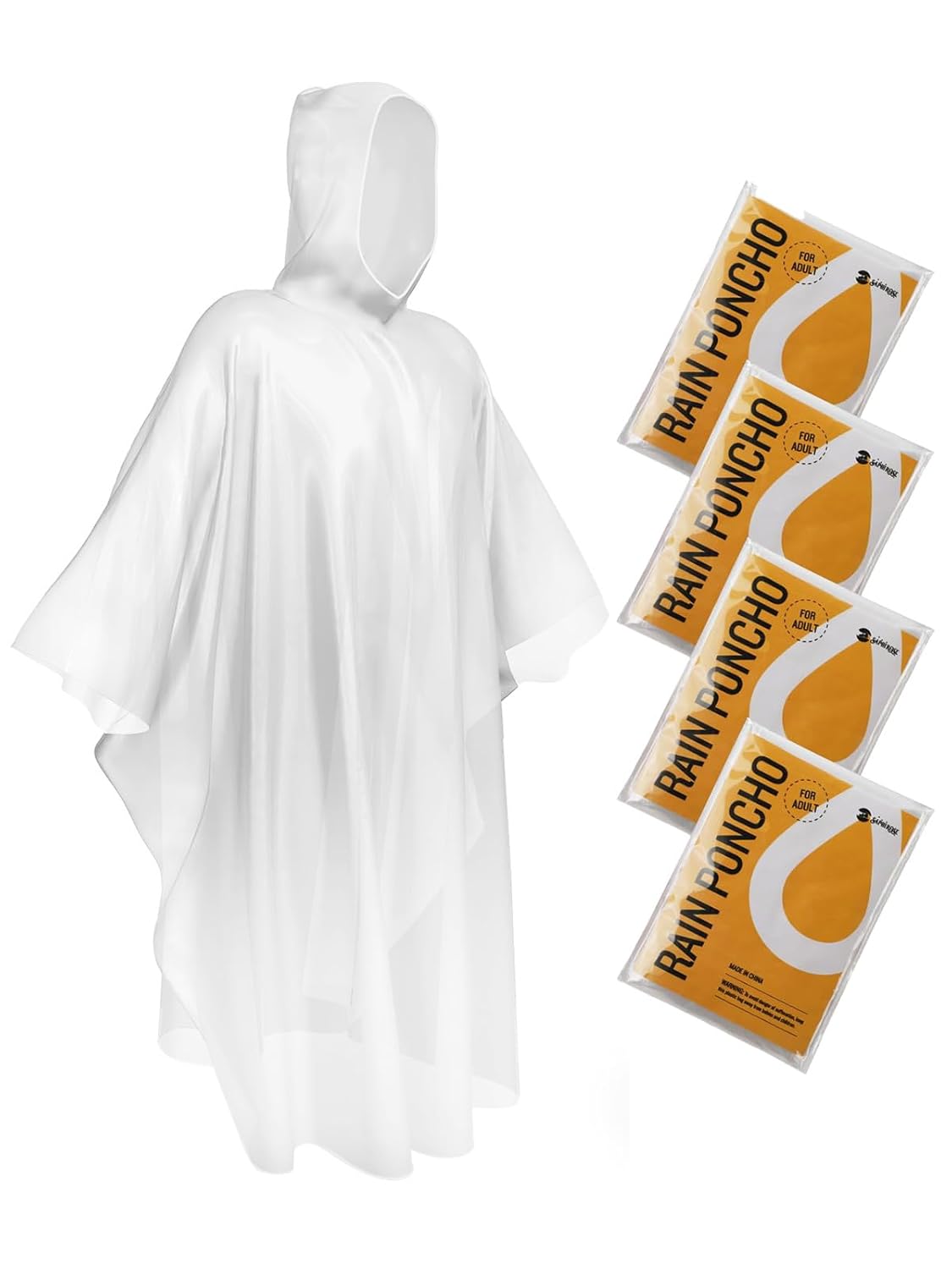 SaphiRose Disposable Rain Ponchos Emergency Clear Poncho