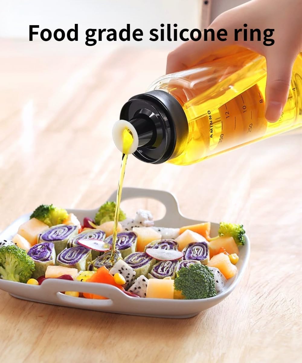 BeyondNice Olive Oil Dispenser Bottle 9.5OZ Glass Oil Bottle for Kitchen Cooking,Auto Flip Drip Free Cooking Oil Dispenser,Suitable for Soy Sauce,Syrup,Vinegar,Salad Dressing Container