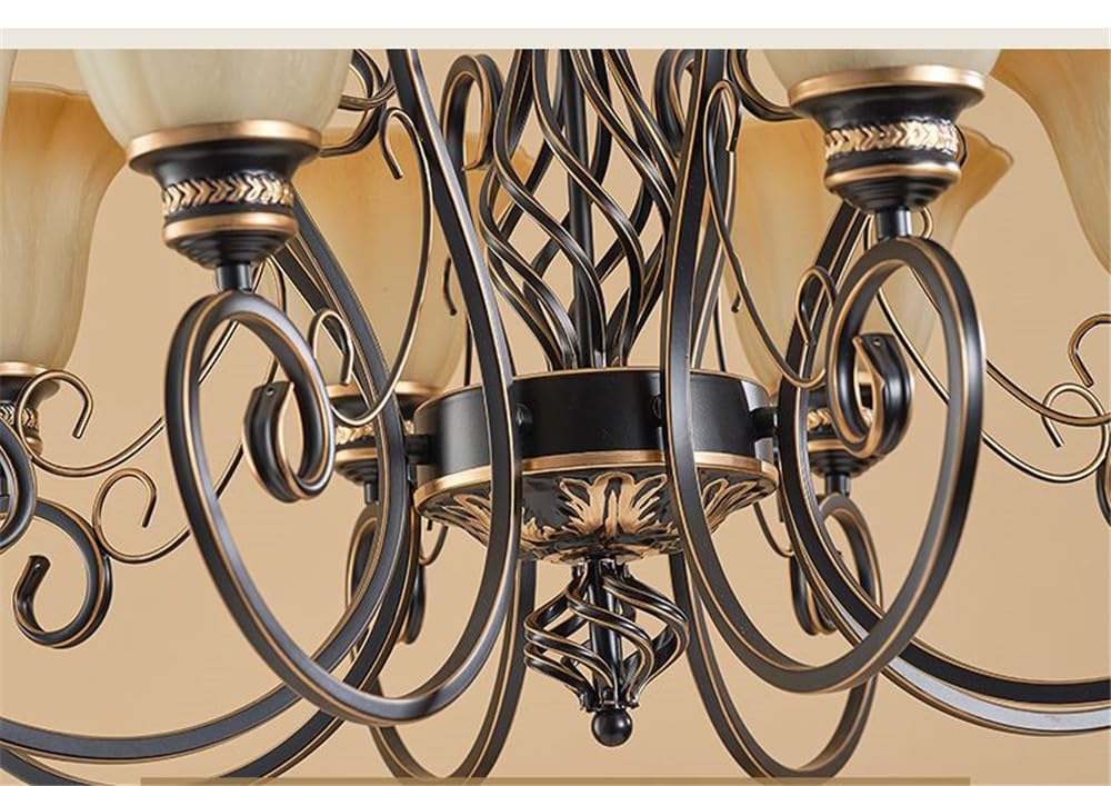 Amerykański żyrandol retro LED, luksusowy styl europejski, do salonu, restauracji, sypialni, biura, willi, hotelu, kawiarni, schodów (D 6 świateł)