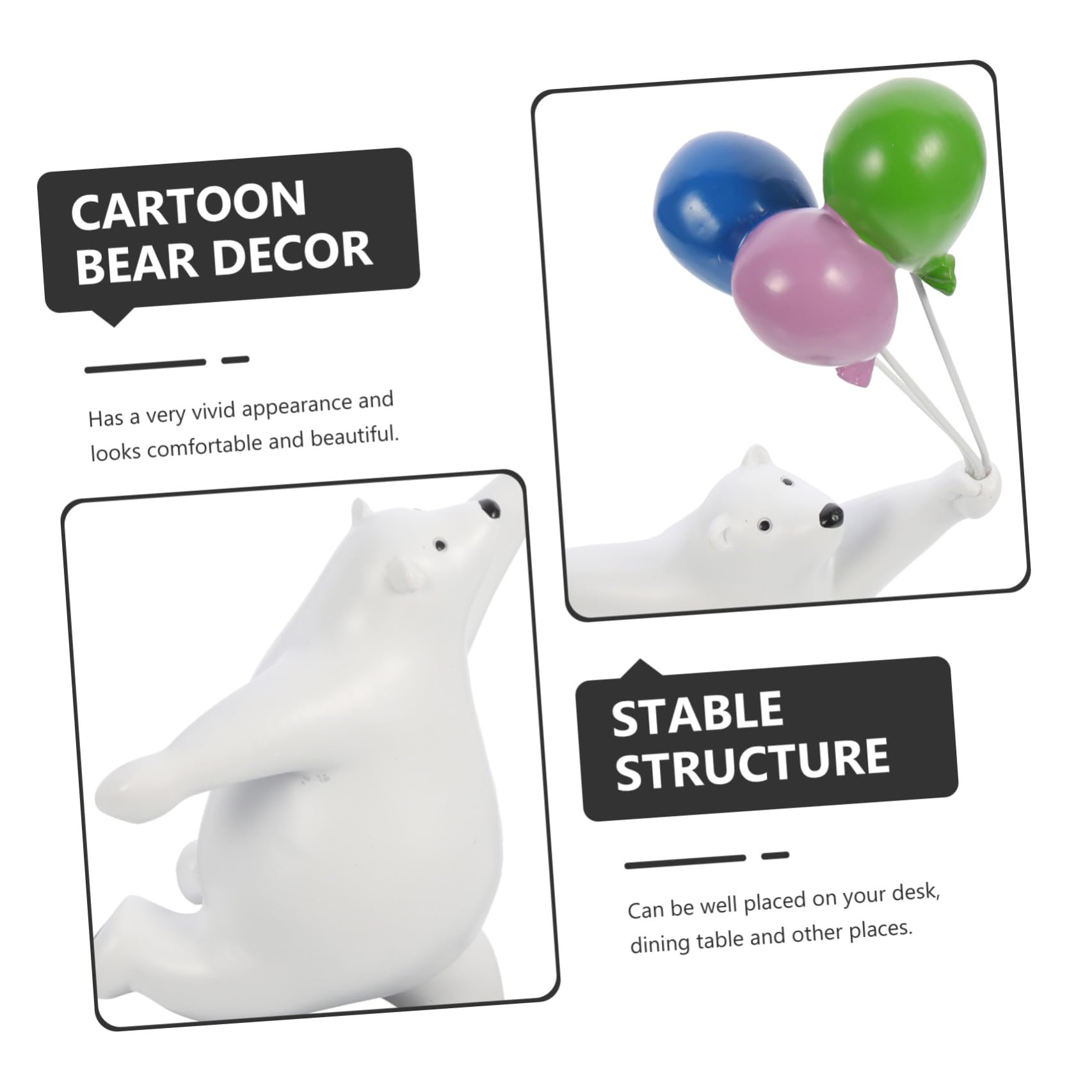 Scultura Design Cartoon Palloncino Orso in Resina Aspetto Vivace per Decorazione da Tavolo per Arredare Camera o Ufficio