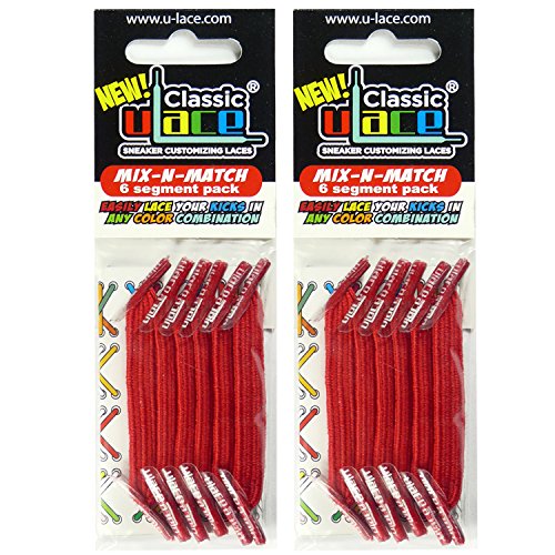 U-Lace Pack Rouge 2 sachets lacets élastiques (SCARLET)