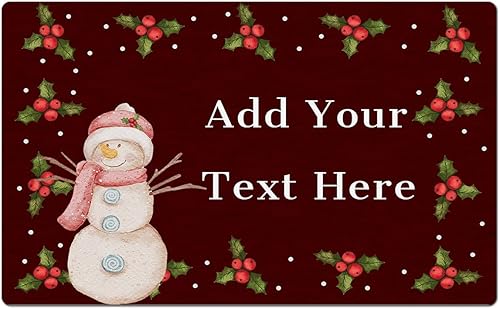 Magimagine Tapete de Navidad personalizado con texto, tapete personalizado de bienvenida para puerta delantera, entrada interior, decoración de