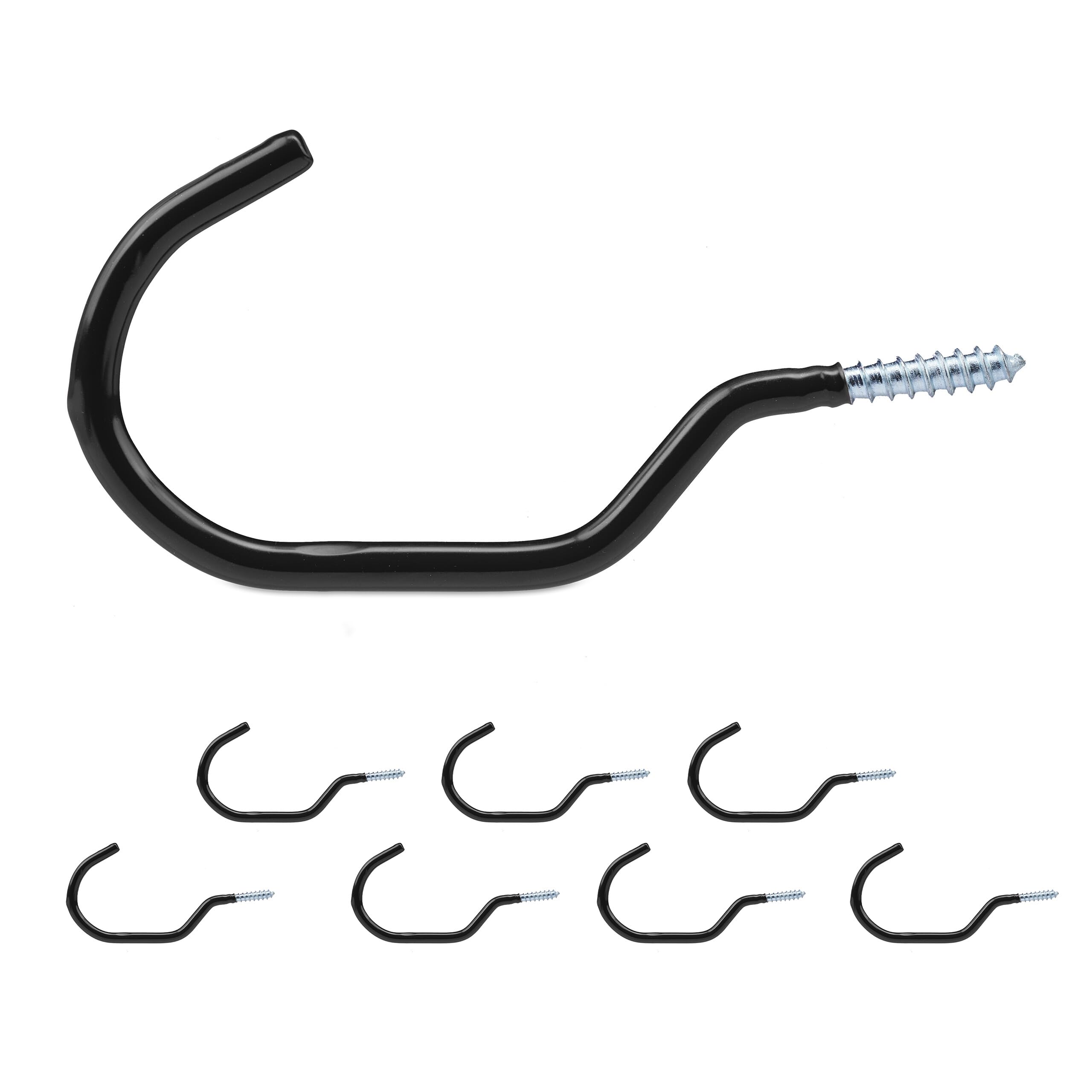Relaxdays Bike Hooks, Set of 8, Wall & Ceiling Bicycle Suspension, Rubberised, Screw-In Hanger, Storage Rack, Black