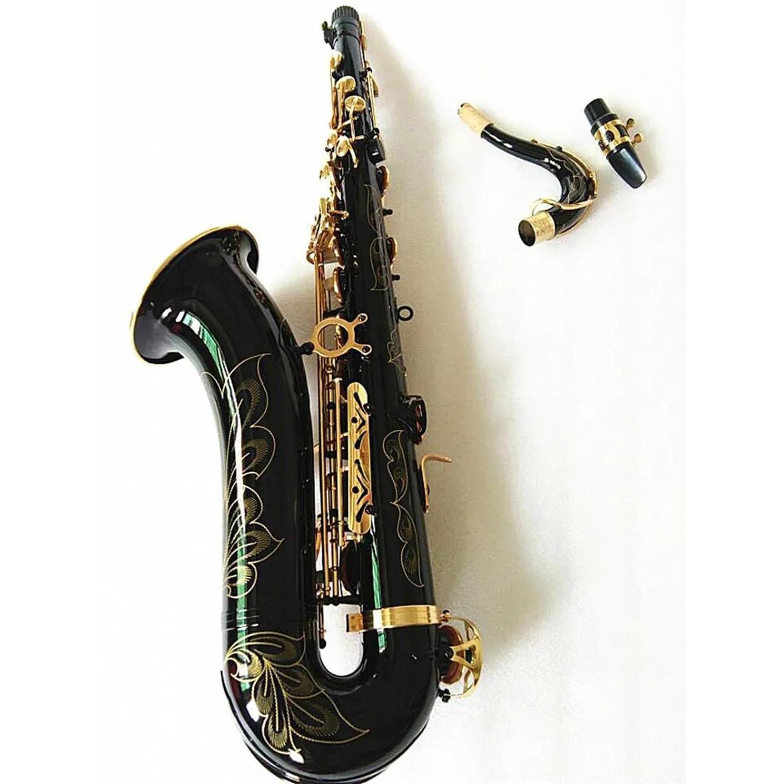 Saksofon Saksofon Tenorowy B-Flat High-End Czarny Złoty Klucz Saksofon Ustnik Reed Neck Akcesoria Do Instrumentów Muzycznych