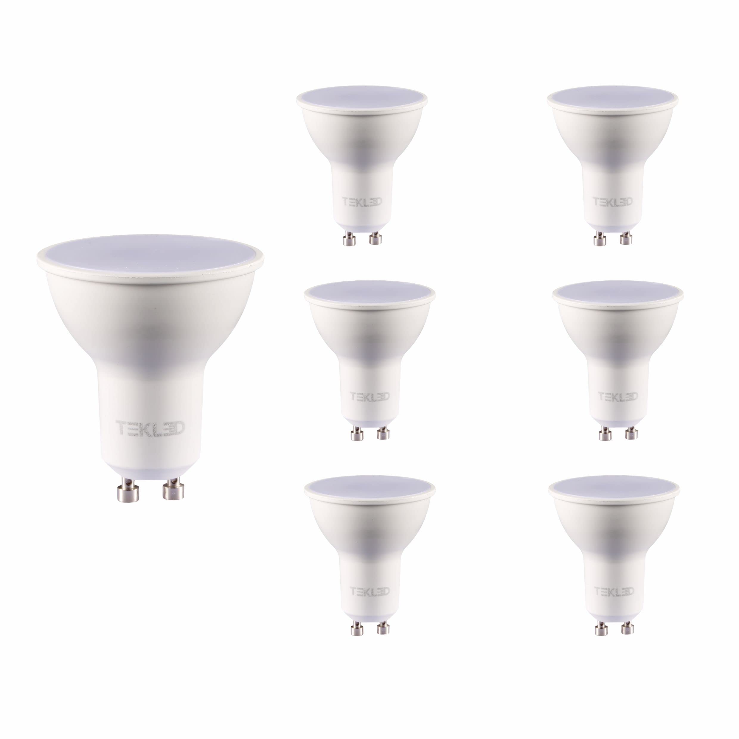 TEKLED® GU10 DIMMABLE Spotlight LED Bulbs | Energy Saving 7W Light Bulb 50W Halogen Spotlight Equivalent | 120° Wide Beam Angle MR16 5000K 560LM | 6-Pack | Cool Daylight
