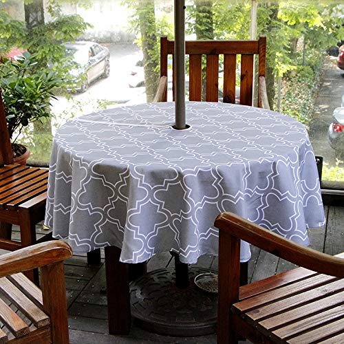 Do4u 60 Round Garden Patio Outdoor Table Cloth With Parasol Hole