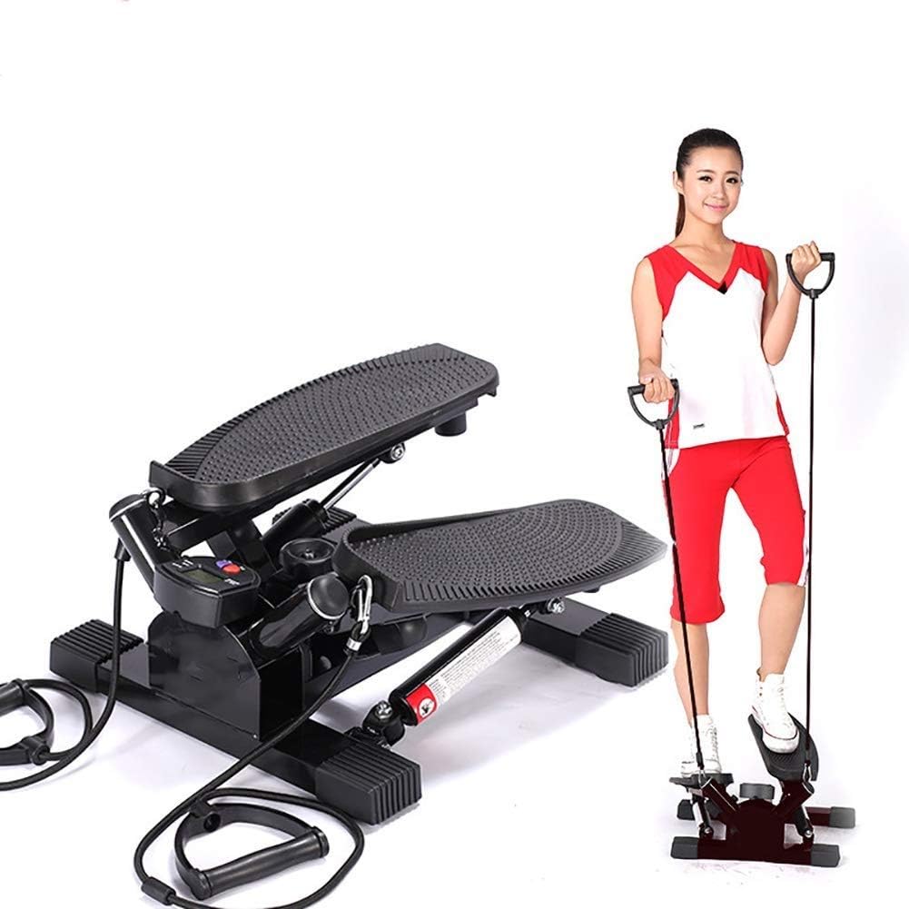 Stepper Stepper Fitness Exercise -Upgraded Quality Steel Easy Under Desk Workout Digital Display Resistance Band Elliptical Trainer (Black)