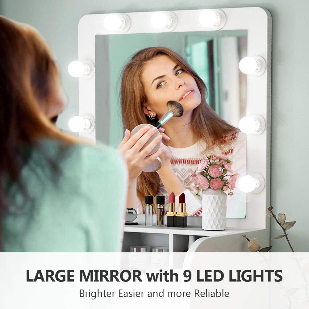 Tribesigns Vanity Table Set with Lighted Mirror, Makeup Vanity Dressing