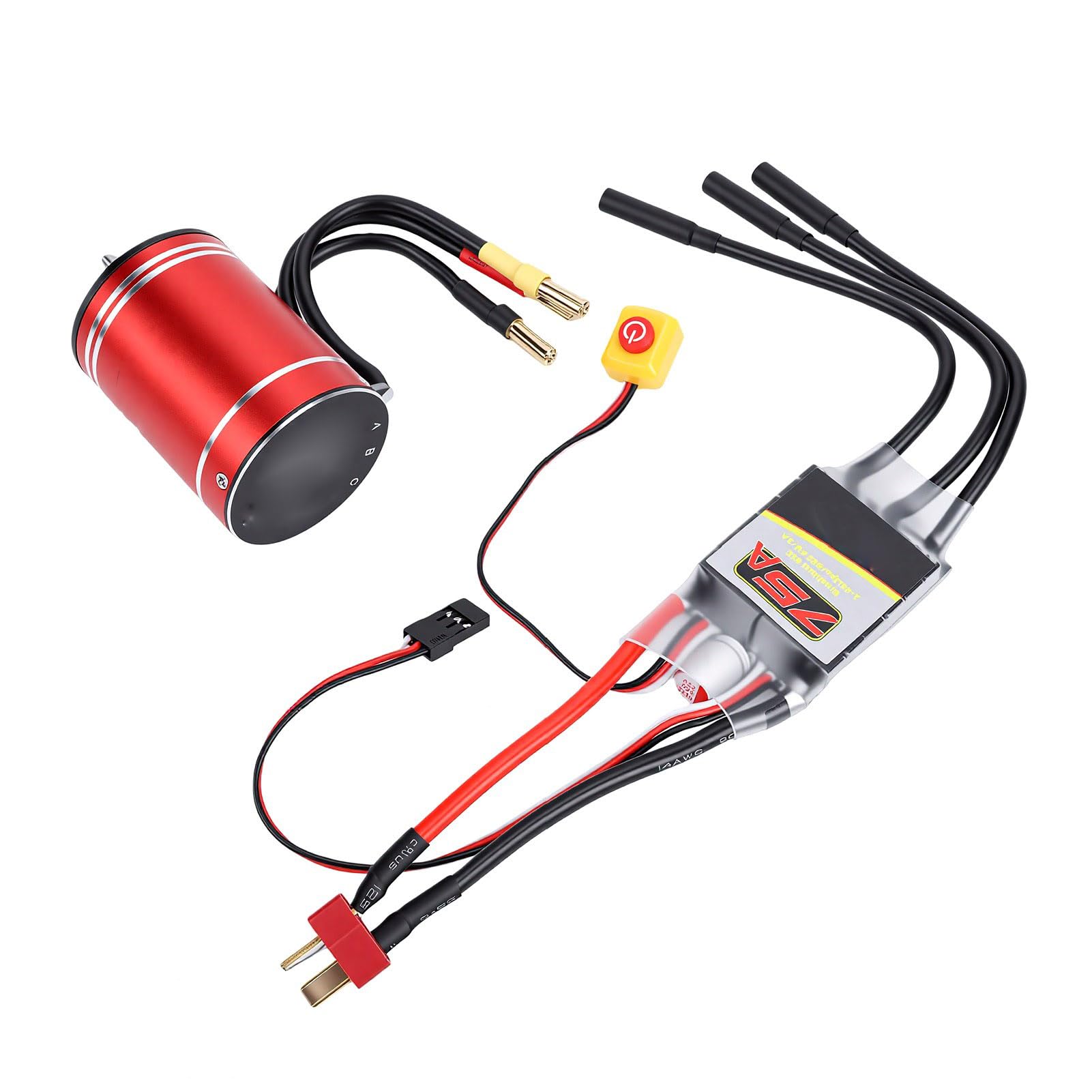 VGEBY Bezszczotkowy Silnik RC ESC Combo Wodoodporny Bezszczotkowy Silnik 4600 KV z Aluminiowym Radiatorem 75A ESC Multi Protection dla 1 10 Samochodów RC Ciężarówki Off Road Racing