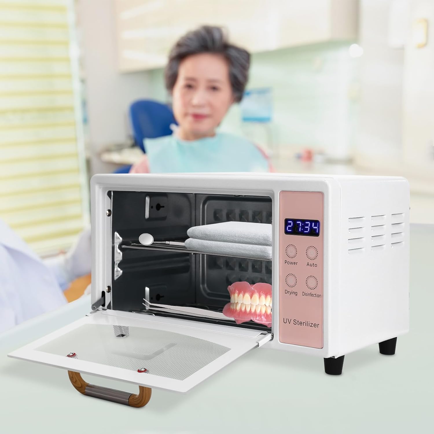 Nail Tool Cleaning Machine, 10L Large Capacity Sanitizer Cleaning Supplies, ulti-Functional Nail Cleaner Box, Nail Care Tools Drying Box with LED Displayfor Home Use, Barbers, Beauty Salons (Pink)