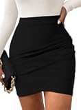 High Waisted Mini Skirts for Women Tulip Hem Ruched Asymmetrical Bodycon Pencil Short Skirts Date Night Outfits