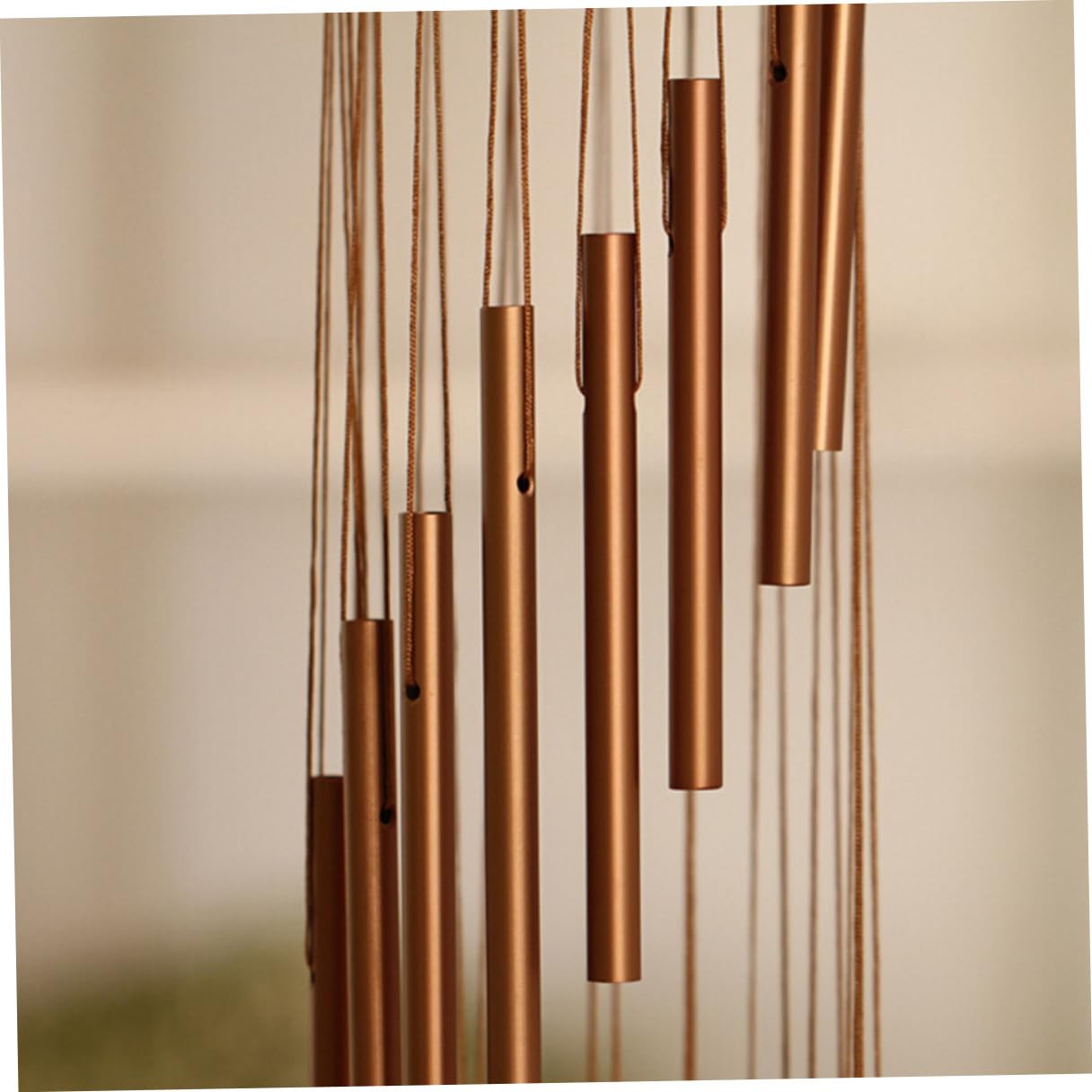Campanas de Viento Grandes de 18 Tubos Esmerilados Dorados | Tubo de Afinación en Madera y Metal, Adornos Colgantes Paso a Paso, Música Duradera