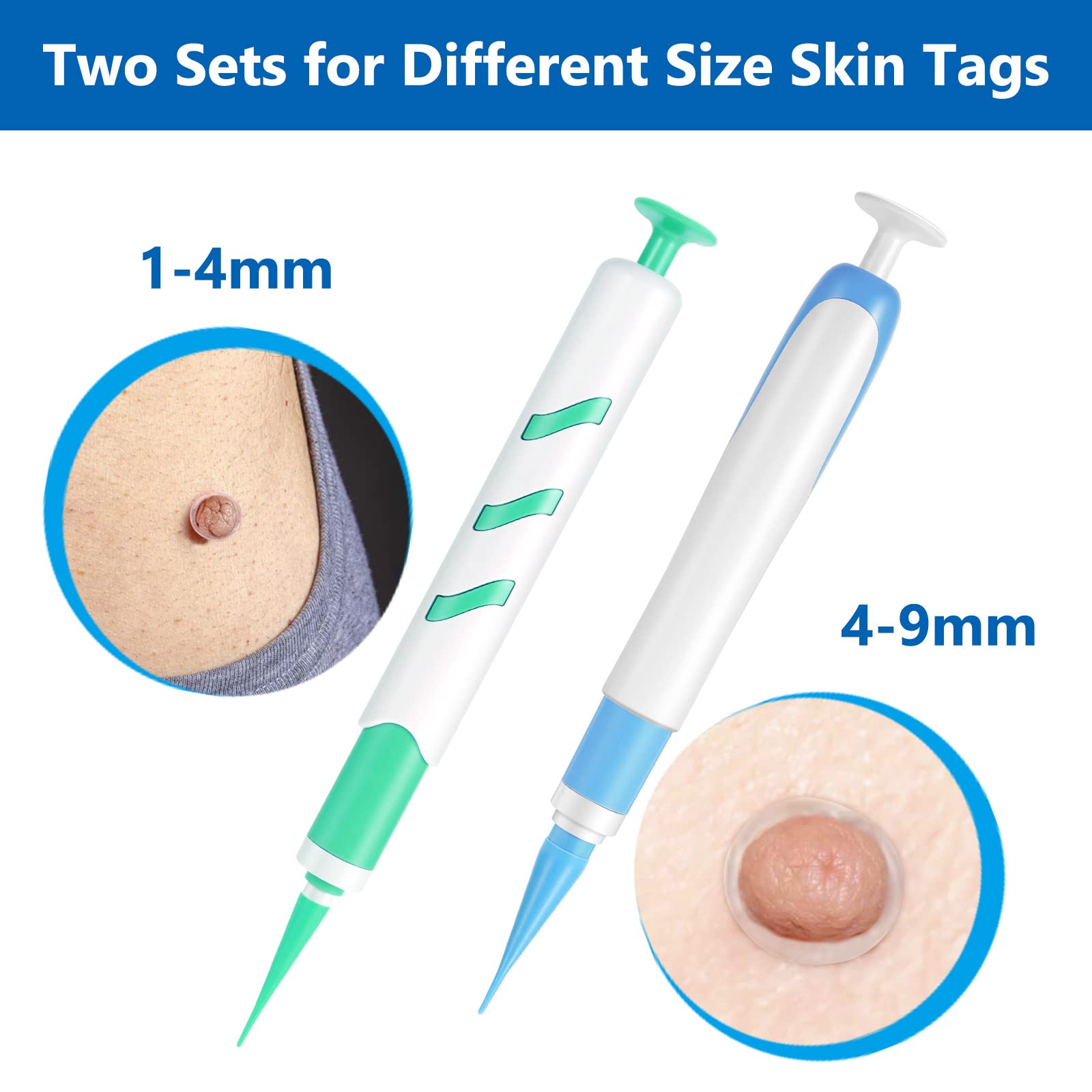 Skin - Tag - Removal, 2 Size Auto - Remover - Pen Kit, Effective Painless & Easy & Safe for Micro to Large Skin Wart and Mole(1-9mm) Safe for Most Body & Face with 60 Micro and Regular Skin Tag Bands - Image 4