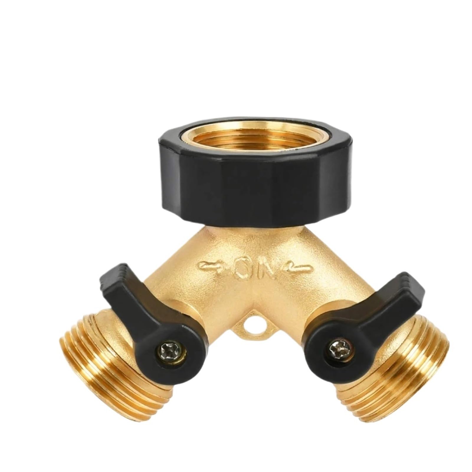 Huwoyg Gold-1Pcs Garden Hose Splitter Hose Splitter Multi-Tap Connector 2 Way Garden Water Hose Adaptor Y-Way Distributor Faucet Splitter Independent Flow Valve For Outdoor & Garden Hoses(Gold-1Pcs)