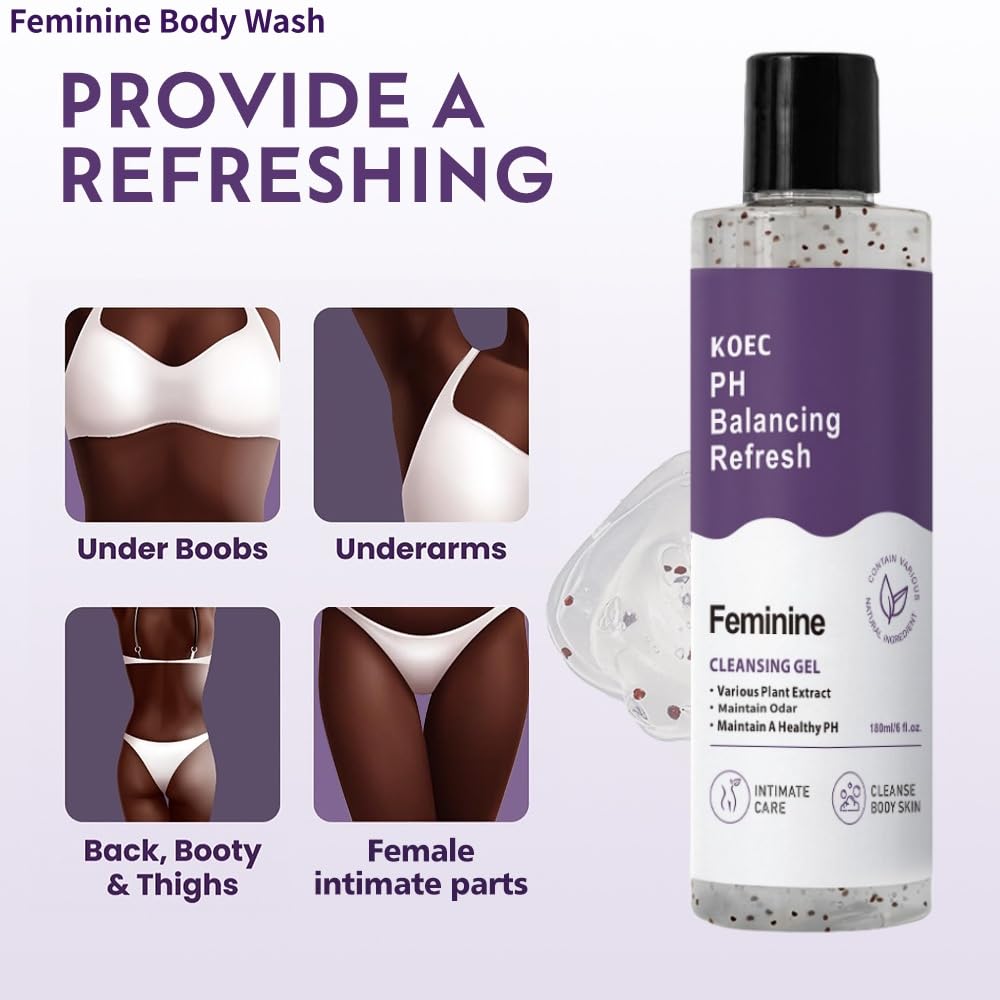 pH Balancing Shower Gel for Women - Daily Feminine Care Body Wash for Gentle Cleansing & Odor Control, pH-Balanced Formula with Nourishing Botanicals for All Skin Types (6 oz) - Image 2