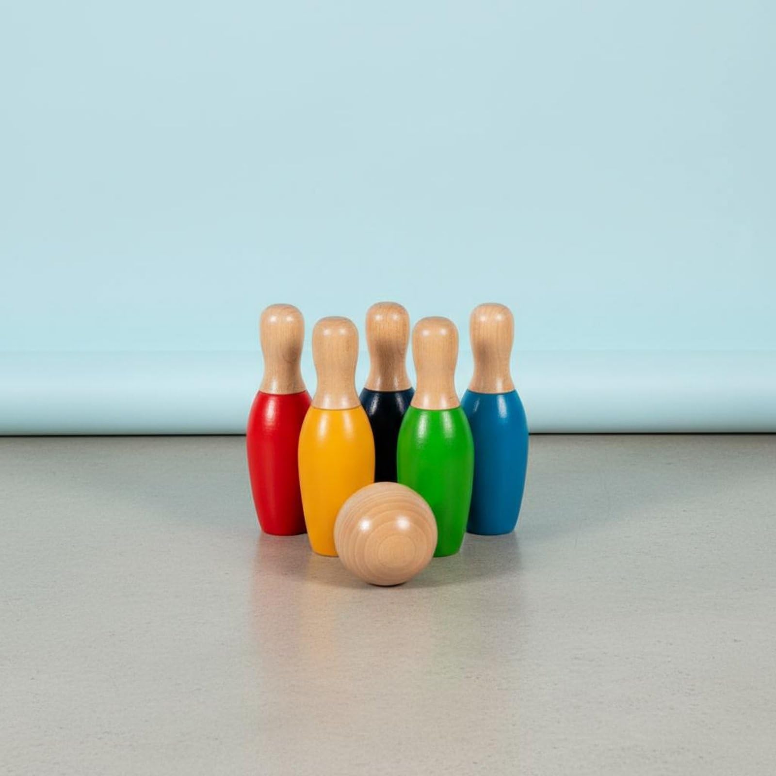 Juego de de Madera Set de Boliche Infantil con Pinos Numerados Juguete Educativo de para Coordinación Motriz y Equilibrio Bordes Pulidos y Pintura al