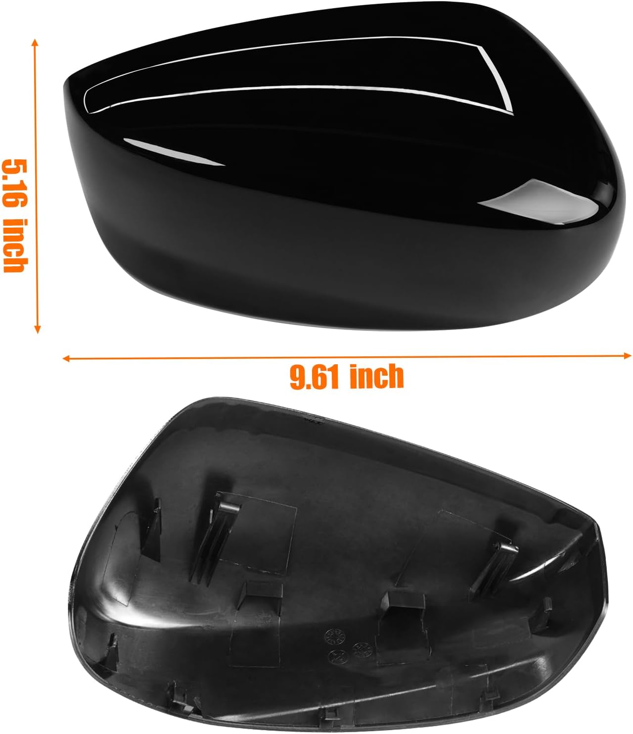 Yumzeco 2PCS Compatible with Honda Accord Side Mirror Cover Trim 8th Gen 2008 2009 2010 2011 2012, Driver and Passenger Side Door Rearview Mirror Caps for Honda Accord W/O Light Hole - Glossy Black