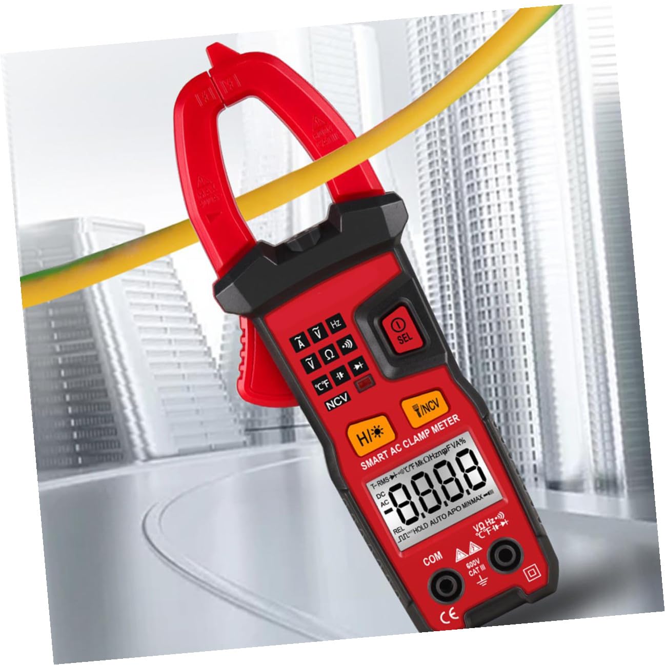 Homoyoyo Auto-Range Digital Clamp Multimeter Voltage Tester with Low Input Impedance Ac Dc Ammeter for Household Electrical Testing and Maintenance Compact Professional Electrical Voltage