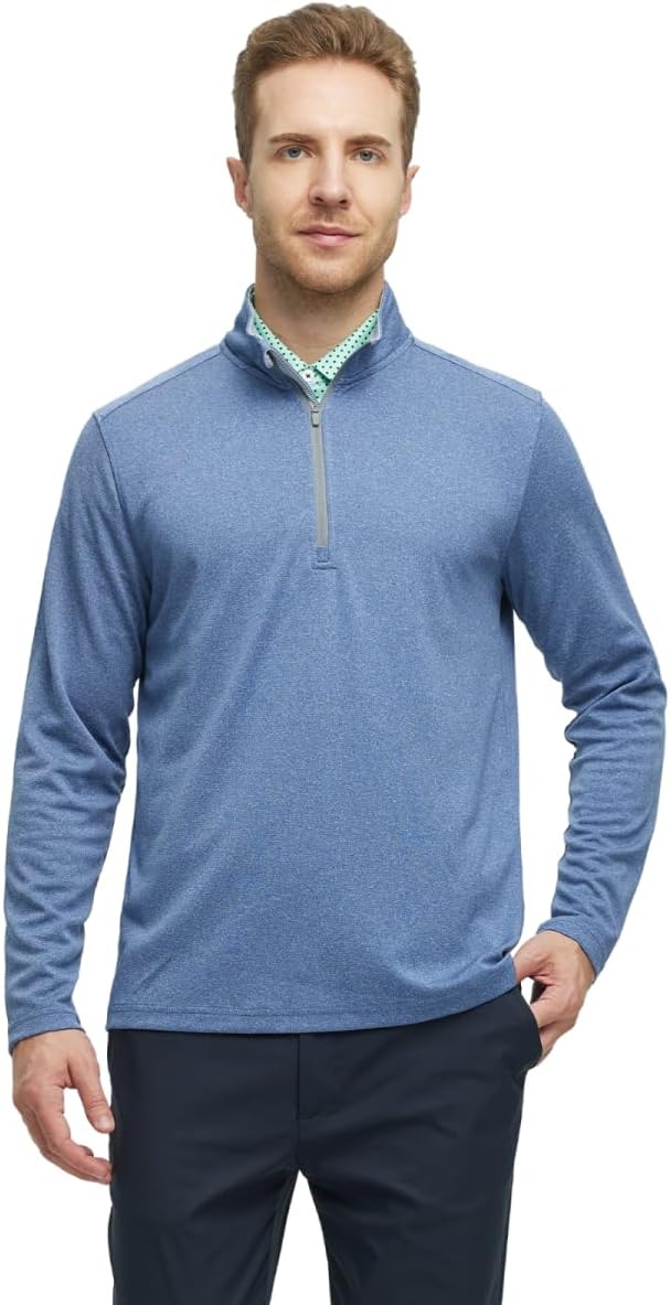 M MAELREG Quarter Zip Golf Pullover Men Dry Fit Long Sleeve Performance Wicking Mock Neck 1/4 Zip Pullover Mens Sweatshirt - Image 2