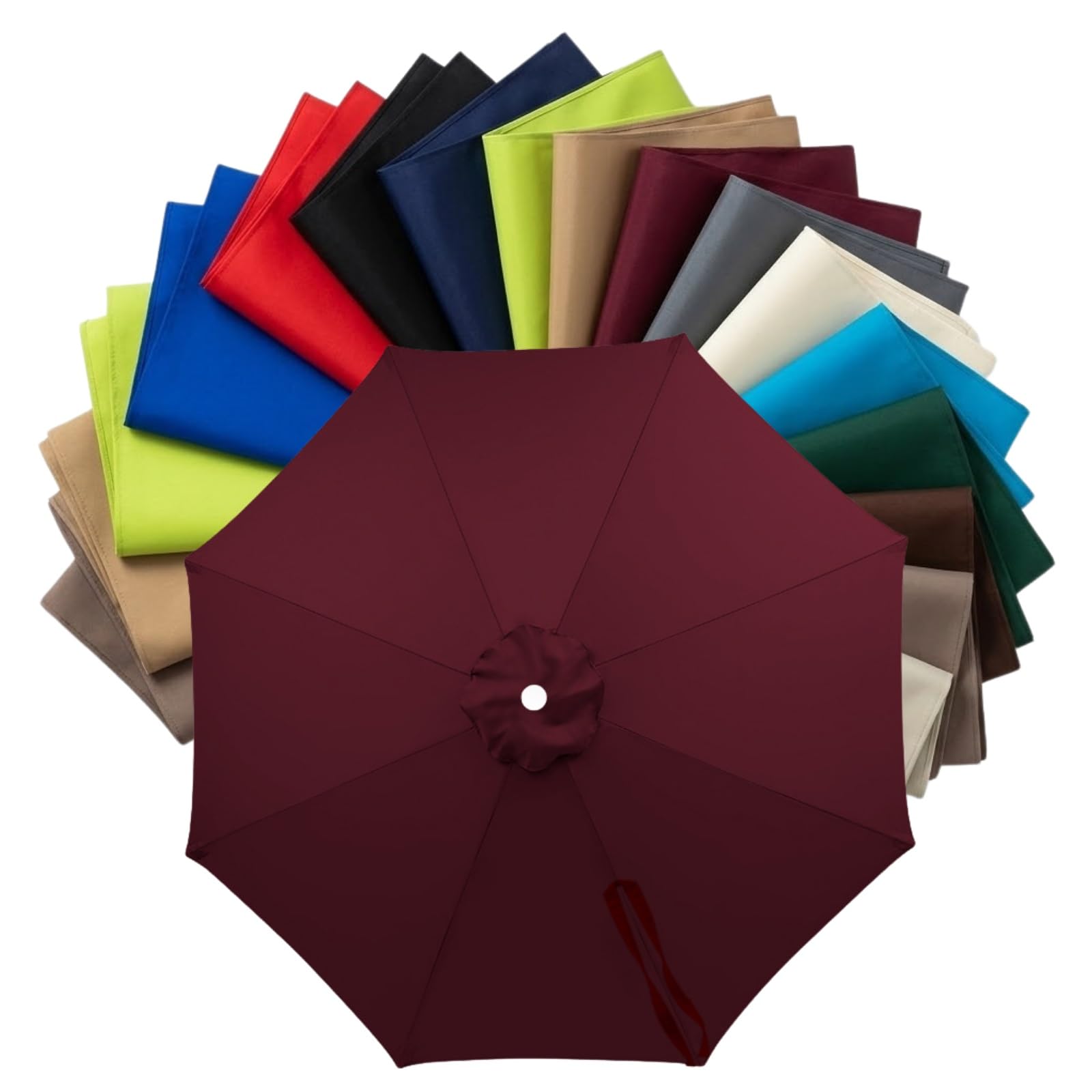 Replacement Parasol Canopy 2m to 4m, Waterproof Polyester Patio Umbrella Replacement Cloth for 6/8 Arms, Sunshade Garden Parasol Fabric Cover, UV Protection(Burgundy,2.8m (9.2FT) - 6 Ribs)