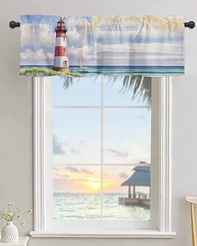 Miniatura 10 de Autumn Home - Cortina de cenefas para cocina, cafetería, corona de hojas de arce, cenefa de ventana de hojas de otoño, 1 panel de cortinas cortas de