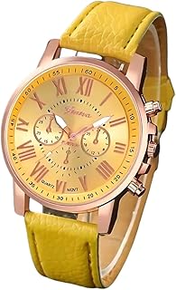 Classic Ladies Wrist Watch – Rose Gold Bezel & Assorted Leather Strap – Roman Numerals – Elegant Design for Daily Wear and Go Out