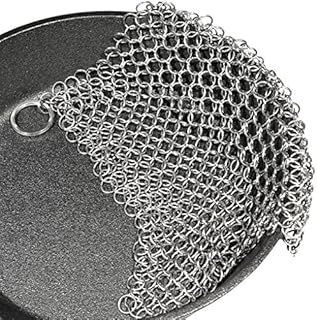 Cast Iron Cleaner. Steel Scrubber - Cookware Cleaner for Skillet, Wok, Pot, Pan | Hygenic Option to Scouring Pad | Does Not Rust Like Steel Wool | Protects Cookware Seasoning (Square 7"x7")