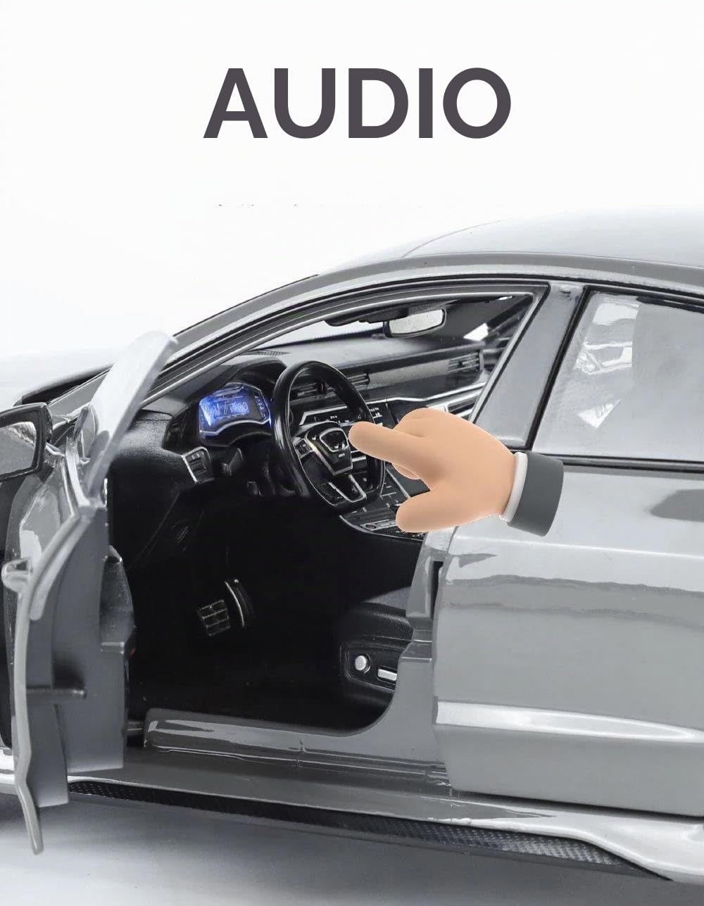 1:18 per AUDI RS7 Chiave Telecomando Versione Lega Modello di Auto Sportiva Pressofuso in Metallo Veicolo da Corsa Suono Luce Batteria non inclusa(Gray)