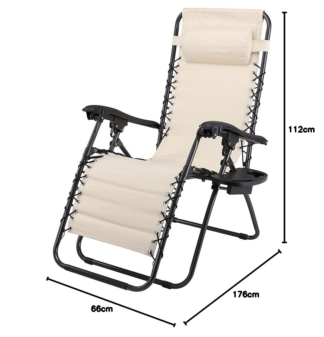 BAKAJI Silla de gravedad cero, Tumbona de jardín Sillón de relajación Plegable Tejido Oxford reclinable, Resistente a la Intemperie Silla de Jardín Balcón, Tumbona Ajustable con Almohada