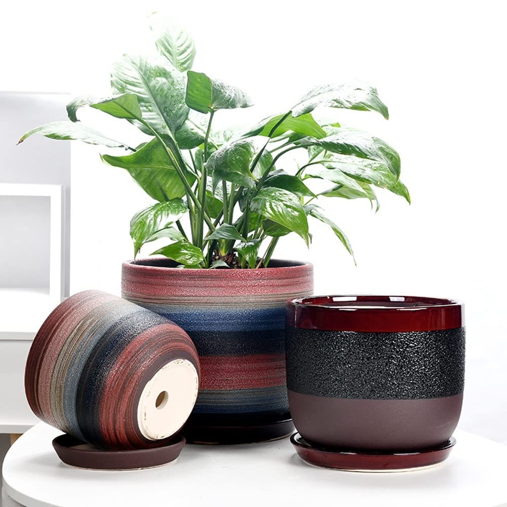 Ceramiczne doniczki, ozdobne doniczki na kwiaty, doniczki do roślin domowych, doniczka na rośliny zewnętrzne, doniczka z otworem drenażowym, duży cylinder, sadzenie drzew