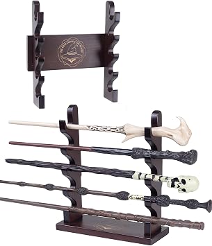 5 Tiered Wand Holder,Wood Wand Display Stand,Wall Mount and Desktop,Suitable for Wand Enthusiasts or Collectors to Display in The Living Room,Bedroom or Office