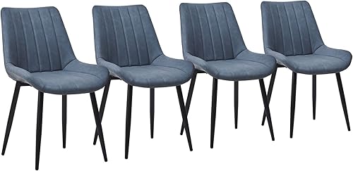 CLIPOP Juego de 4 sillas de comedor de piel sintética con asiento tapizado, cojín cómodo con respaldo alto, pata de metal, silla auxiliar de cocina