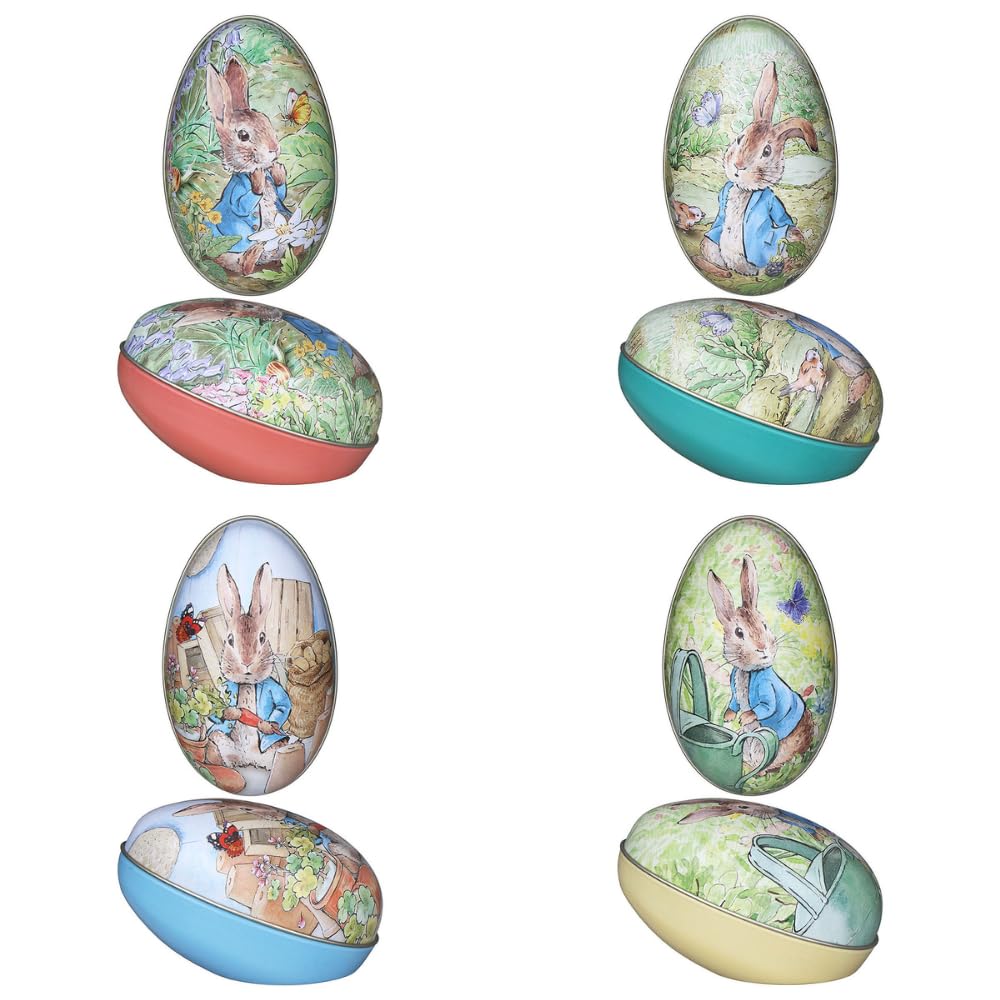 Crafty Capers Set Of Four Peter Rabbit Two-Part Tinware Eggs | Fillable Easter Egg Gift
