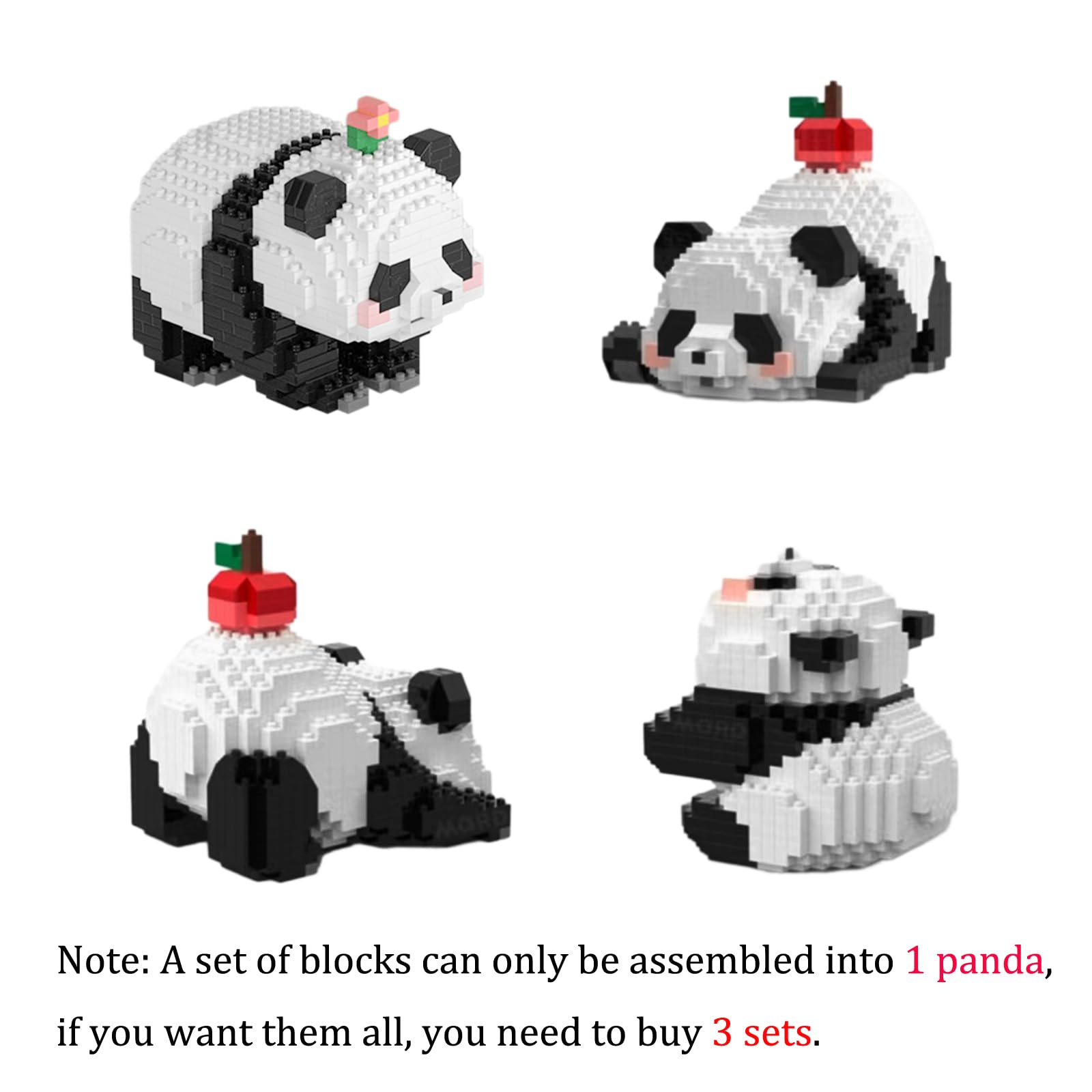 Larcele Micro Building Blocks Animal Set, DIY Mini 3D Building Toy Bricks,983 Pieces KLJM-09 (3 in 1 Panda B) - Image 4
