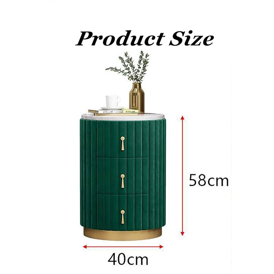 Amazon.co.jp: FZYUAN ベルベット ナイトテーブル 3ドロワー付き