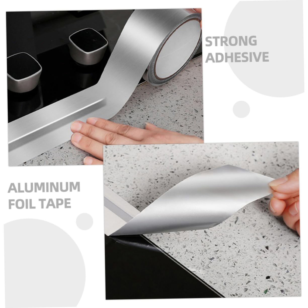 Veemoon 5 Rouleaux Bande d'aluminium isolé conducteur Scellage envelopper bande haute température câblage ruban adhésif Ruban CVC pour conduits ruban thermique feuille d'aluminium