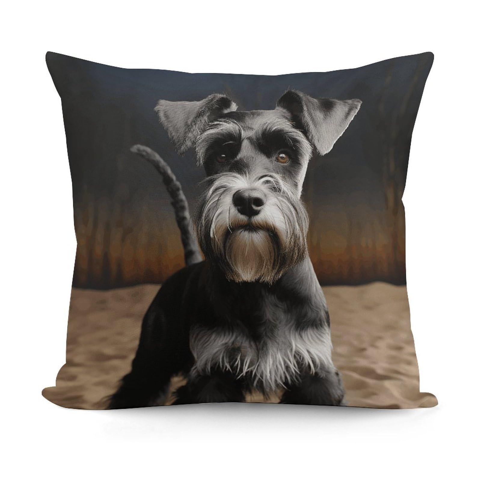 VstaDank Animal Schnauzer Dog Throw Pillow Covers 18x18 Inch Soft Couch Home Decor Cushion Cover Comfortable Plush Square Cushion Case Farmhouse Decorative Pillowcase for Living Couch