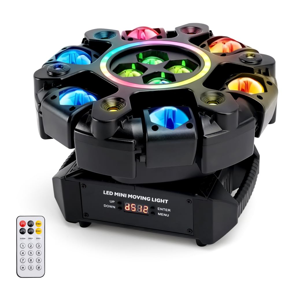 Moving Head Bühnenlicht RGBW LED, DMX512 DJ Licht mit 4 Honeycomb Beam Effekten, 540° Rotation, Sound Control, Master-Slave, 26 Kanäle, Party- und Bühnenbeleuchtung