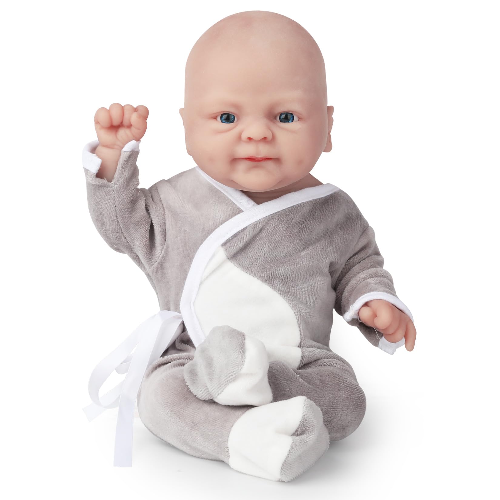 Vollence 14 inch Platinum Silicone Baby Doll Boy Reborn Lifelike Weighted Sleeping Babies Stress Relief Toddlers Toys Birthday Gifts
