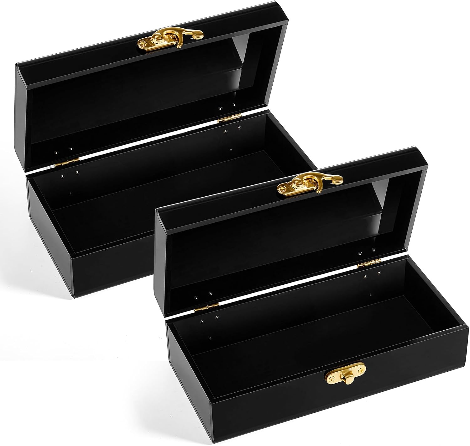 Beeveer 2 Pcs Acrylic Lockable Cash Box Cash Organizer Money Holder Single Row Currency Organizer Money Container for Cash Storage Saving Collector (Black)