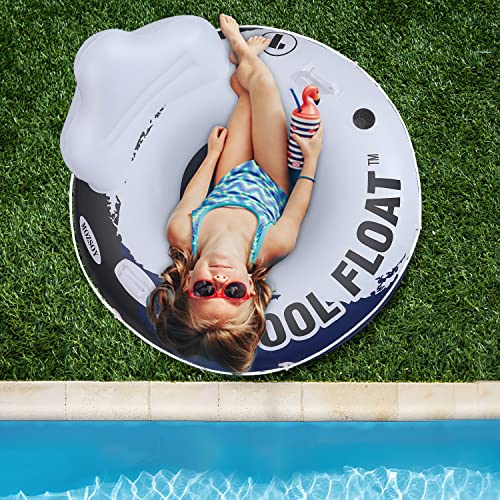 【2 Pack】 Pool Floats River Raft Inflatable Tube 53 "Large Diameter, Water Float To Lounge Above Lake And River, Outdoor Water Tube Sport Fun, Recreational Use, Two Grip Handles, Cup Holder, Grab Rope #TOP1