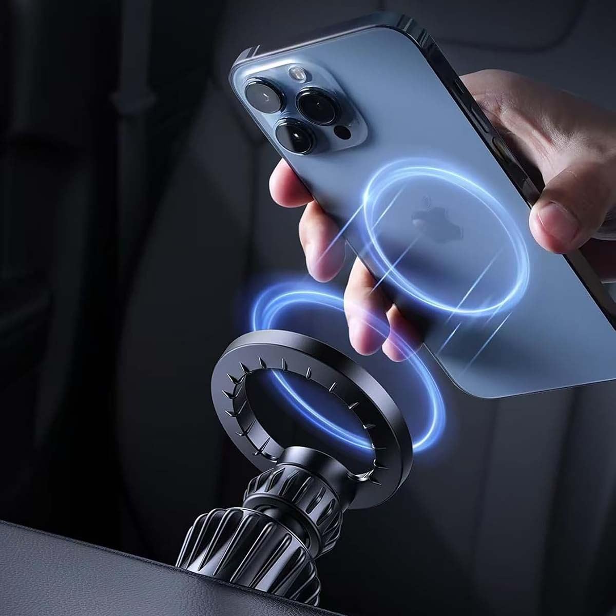 NEDIS Magnetyczny uchwyt samochodowy na telefon, uniwersalny uchwyt na odpowietrznik z obrotem o 360 stopni, zawiera magnetyczny pierścień na palec, kompatybilny ze smartfonami MagSafe, czarny