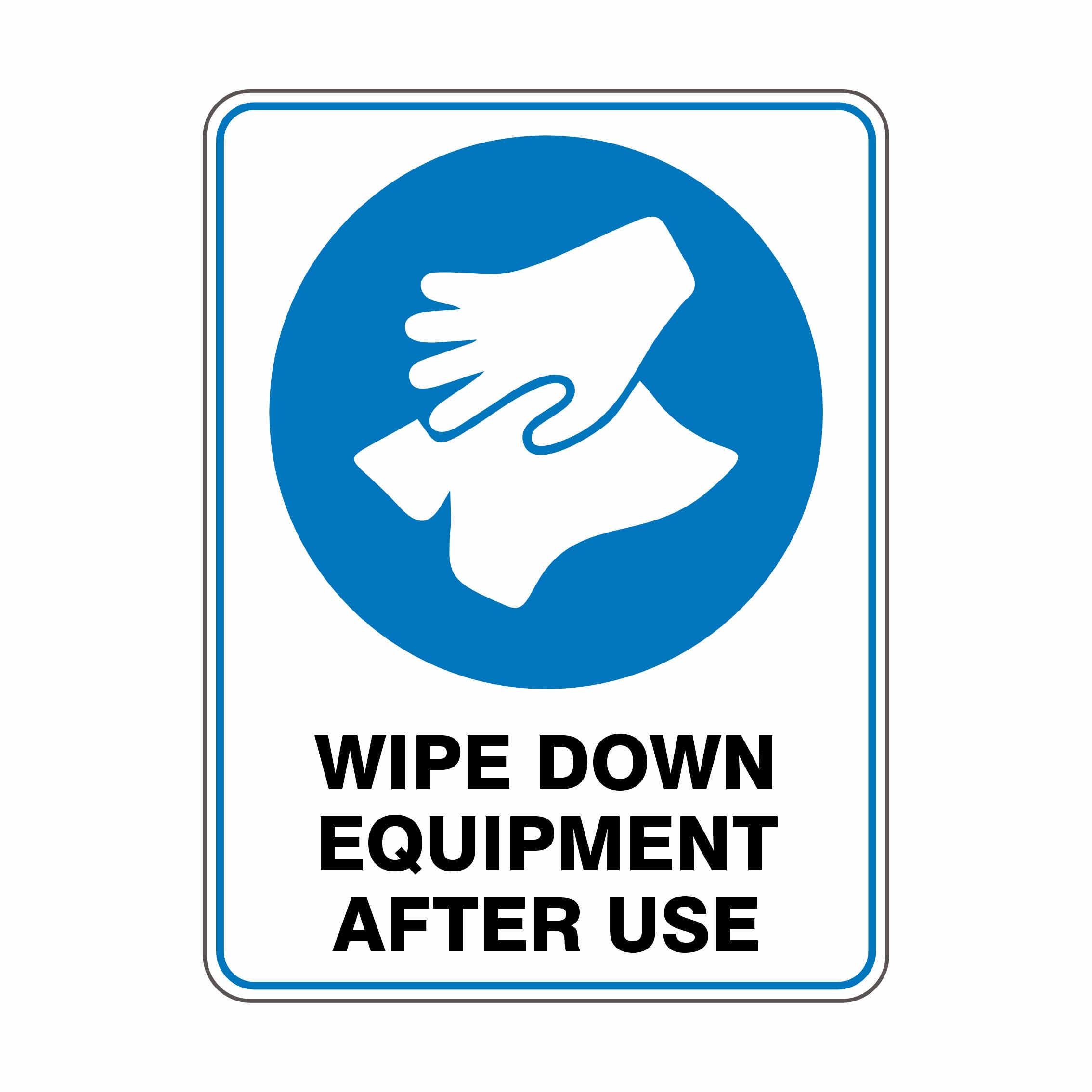 Wipe Down Equipment After Use Mandatory Signs Metal Tin Sign 8 x 12 inch for Industrial & Commercial